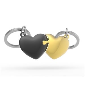Keychain-Black / Gold Heart 